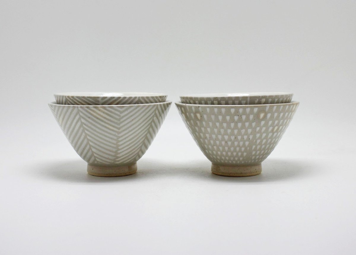 画像6: aiyu　 ORIME　ヘリンボーン・白　お茶碗 (6)