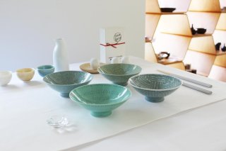 【未使用】白山陶器　平茶碗　5客セット 緑のライン 未使用】白山陶器 平茶碗 5客セット 緑のライン 未使用】白山陶器平